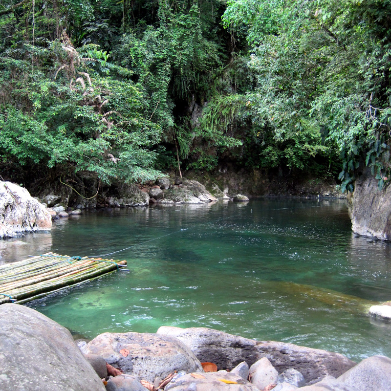 River at the entrance of the Cavinti Underground River and Caves Complex with pristine water